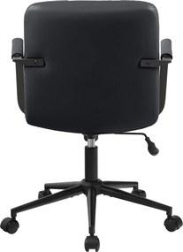 Cadeira de Escritório Hilda Couro Genuíno Preto