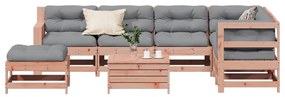 8 pcs conj. lounge jardim c/ almofadões madeira douglas maciça