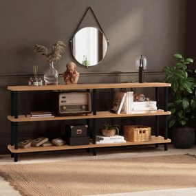Estante Zen – Preto e Pinho Atlântico – 180x74,9x35 cm