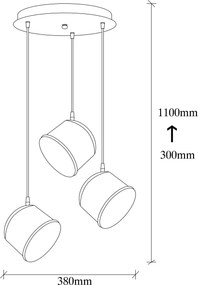 Chandelier Berceste – Preto – Diâmetro 38 cm, Altura 110 cm