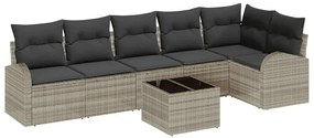 Conjunto de Sofá de Jardim de 7 Peças com Almofadas em Rattan Sintétic