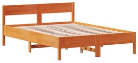 Estrutura cama c/ cabeceira 140x200cm pinho maciço castanho-mel