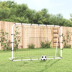 93735 vidaXL Rede de ressalto para futebol aço e PE branco/preto