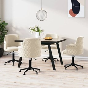 vidaXL Cadeiras de jantar giratórias 4 pcs veludo cor creme