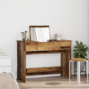 vidaXL Mesa de Maquiagem com Espelho Madeira Velha 100x45x76 cm