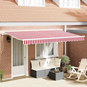 vidaXL Toldo Retrátil Vermelho e Branco 400x200 cm 400 x 200 cm 4x2 m