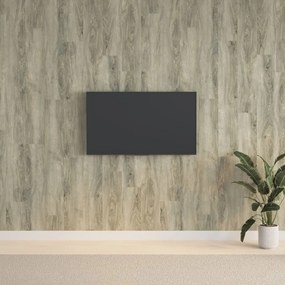 Painel de parede c/ aspeto de madeira 2,06 m² PVC cinzento