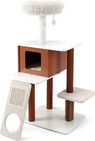 Arranhador para Gatos com Casinha, 77,5 x 29,5 x 51 cm, 4 Níveis, Castanho