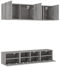 5 pcs móveis de parede p/ TV derivados de madeira cinza sonoma