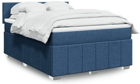 Cama com molas/colchão 140x200 cm tecido azul