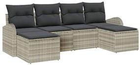 Conjunto de Sofás de Jardim vidaXL 6 Peças com Almofadas Cinza Claro e