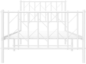 Estrutura de cama com cabeceira e pés 90x200 cm metal branco