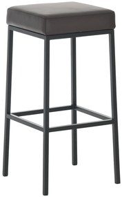 Banco de bar Montreal em couro sintético e com estrutura preta 37 x 78 x 37 cm Castanho