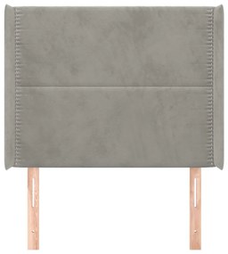 Cabeceira cama c/ abas veludo 103x16x118/128 cm cinzento-claro