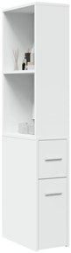 vidaXL Aparador de WC estreito com rodas derivados de madeira branco