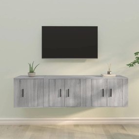 vidaXL Conjunto móveis de TV 3 pcs madeira processada sonoma cinza