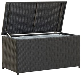 46471 vidaXL Caixa de arrumação para jardim 100x50x50 cm vime PE preto