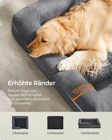 Cama ortopédica para cães com rebordo elevado 106 x 80 x 25 cm Cinzento escuro