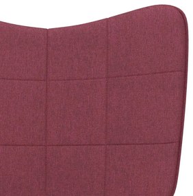 Cadeira de descanso com banco tecido vermelho tinto