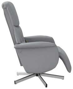 Cadeira massagens reclinável c/ apoio de pés tecido cinza-claro