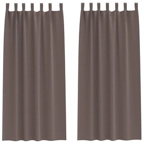 Cortinas 2 pcs Castanho escuro 245 x 140 cm Poliéster
