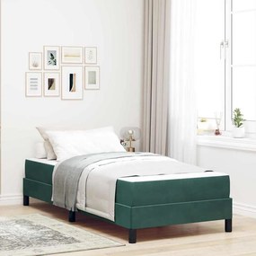 vidaXL Cama Box com colchão Verde Escuro 90 x 220 cm tecido