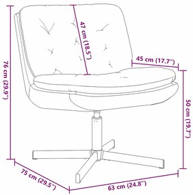 Cadeira Relaxante Giratória Creme 63 x 75 x 76 cm Veludo