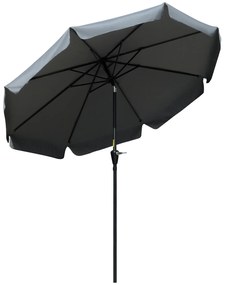 Outsunny Chapéu de Sol de Jardim Ø266x248,5 cm Proteção UV50+ Chapéu de Sol de Alumínio Inclinável com Teto de Ventilação Cinza Escuro