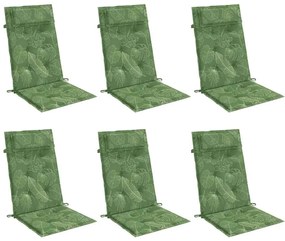 Almofadões p/ cadeira encosto alto 6 pcs tecido oxford folhas