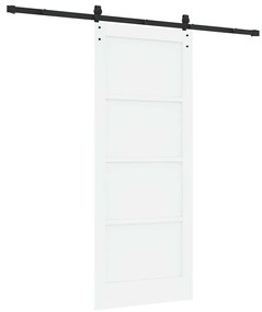 Porta Deslizante com Kit de Ferragens Branca 83x202 cm Madeira Sólida