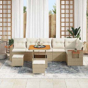 Conjunto de Sofás de Jardim vidaXL com Almofadas Bege Rattan Poliéster