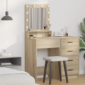Mesa de Maquiagem com Luzes LED em Carvalho Sonoma, 50x41x135 cm