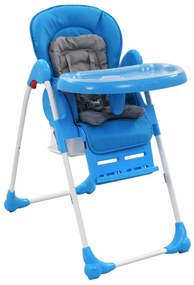 10187 vidaXL Cadeira de refeição para bebé azul e cinzento