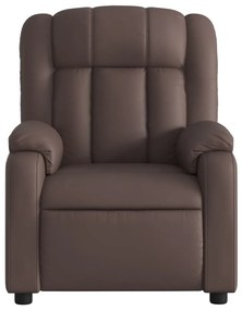 Poltrona massagens reclinável elétrica couro artif. castanho