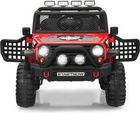 Carro elétrico 12V para crianças com controlo remoto, 3 velocidades, suspensão, música e buzina, para 3 a 7 anos, Vermelho