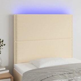 Cabeceira cama c/ LED tecido 100x5x118/128 cm crème