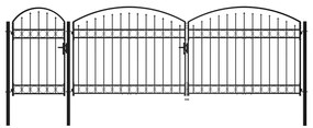 vidaXL Cerca de jardim com topo arqueado 1,75x5 m aço preto