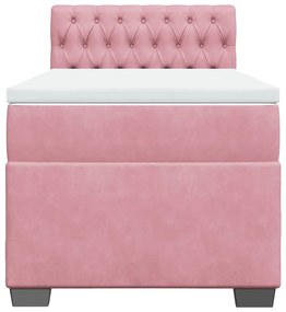 Cama com molas/colchão 90x200 cm veludo rosa
