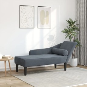 Chaise lounge com almofadões veludo cinzento-escuro