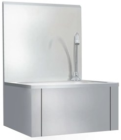 Lavatório com torneira aço inoxidável e dispensador de sabonete
