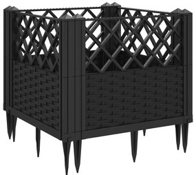 Vaso/floreira de jardim c/ estacas 43,5x43,5x43,5cm PP preto