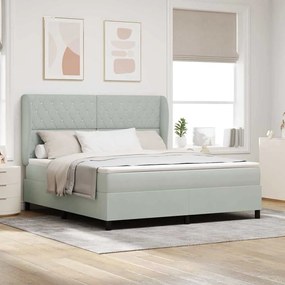 Cama Box com Colchão vidaXL - Cinza Claro, 180x200 cm, Veludo