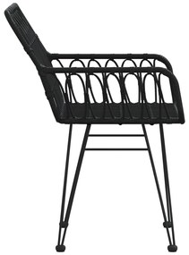 Cadeiras jardim c/ apoio braços 2 pcs 56x64x80 cm vime PE preto