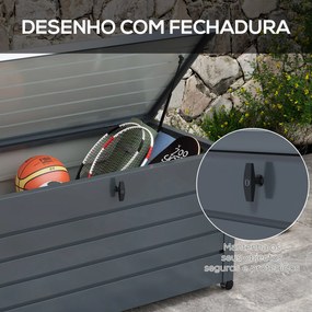 Outsunny Baú de Exterior 311 L Baú de Armazenamento de Aço Galvanizado