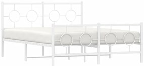Estrutura de cama com cabeceira e pés 140x200 cm metal branco