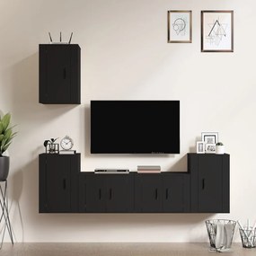 vidaXL Conjunto móveis de TV 5 pcs madeira processada preto