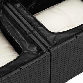 Conjunto de Sofá de Jardim com 9 peças com Almofadas Preto Ratan PE Ac
