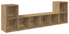 Conjunto de móvel de TV com prateleira 4 pcs Carvalho Artesanal