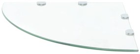 Prateleiras canto 2 pcs suportes cromados 45x45cm vidro transp.