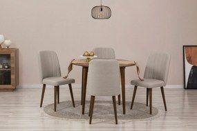 Conjunto de Mesa de Jantar Extensível e Cadeiras Vina – Nogueira e Cre